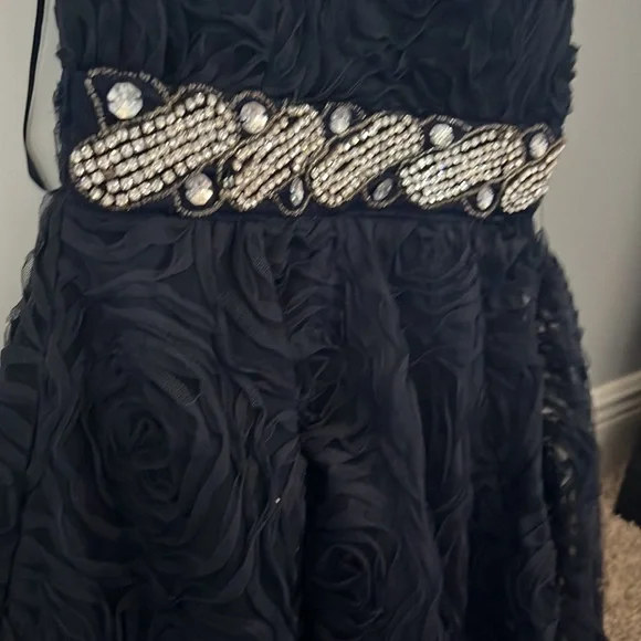 Navy Floral and Bejeweled Dress - Picture 2 of 3